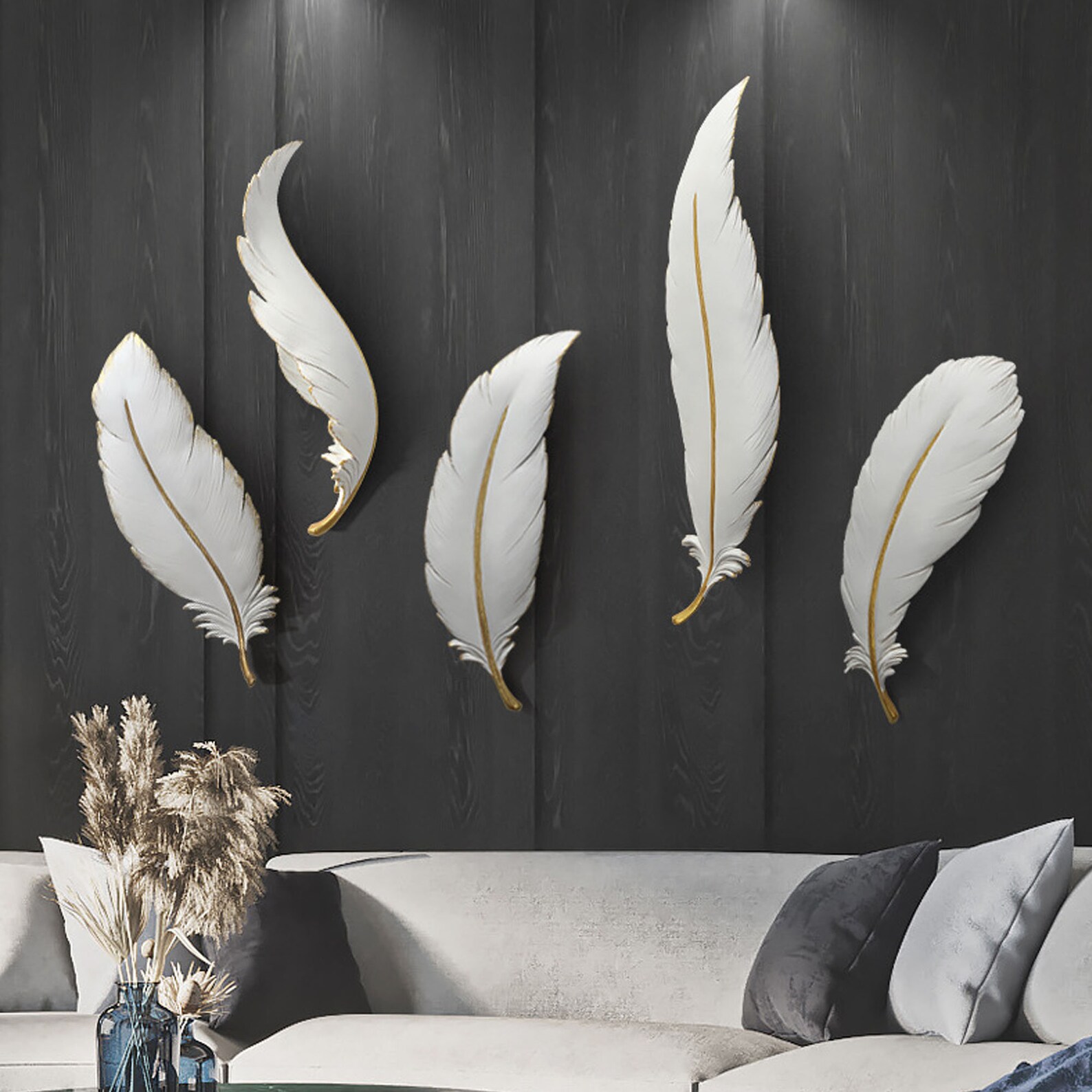 Modern Resin Angel Feathers Wall Hanging Art Home Decor Etsy