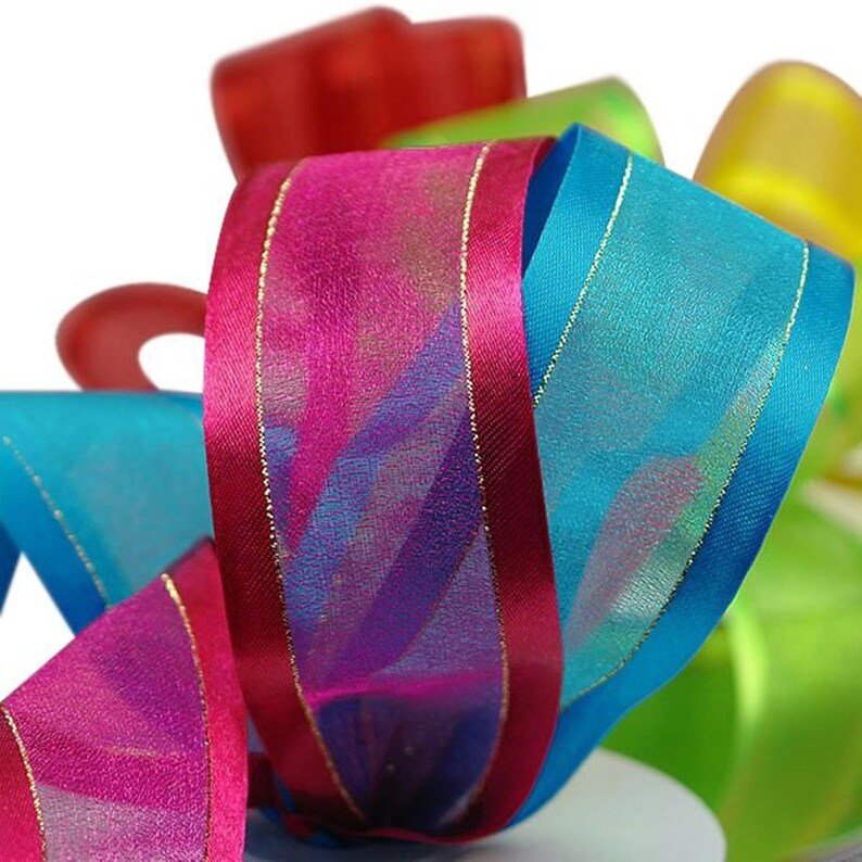 Gold Edged Sparkle Center Arabesque Ribbon 1-12 Inch DIY Double face Satin Ribbon