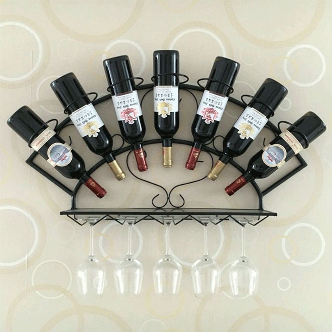 Wrought Iron Wall Hanging Wine Rack Ornaments Wine Bottle Rack Etsy