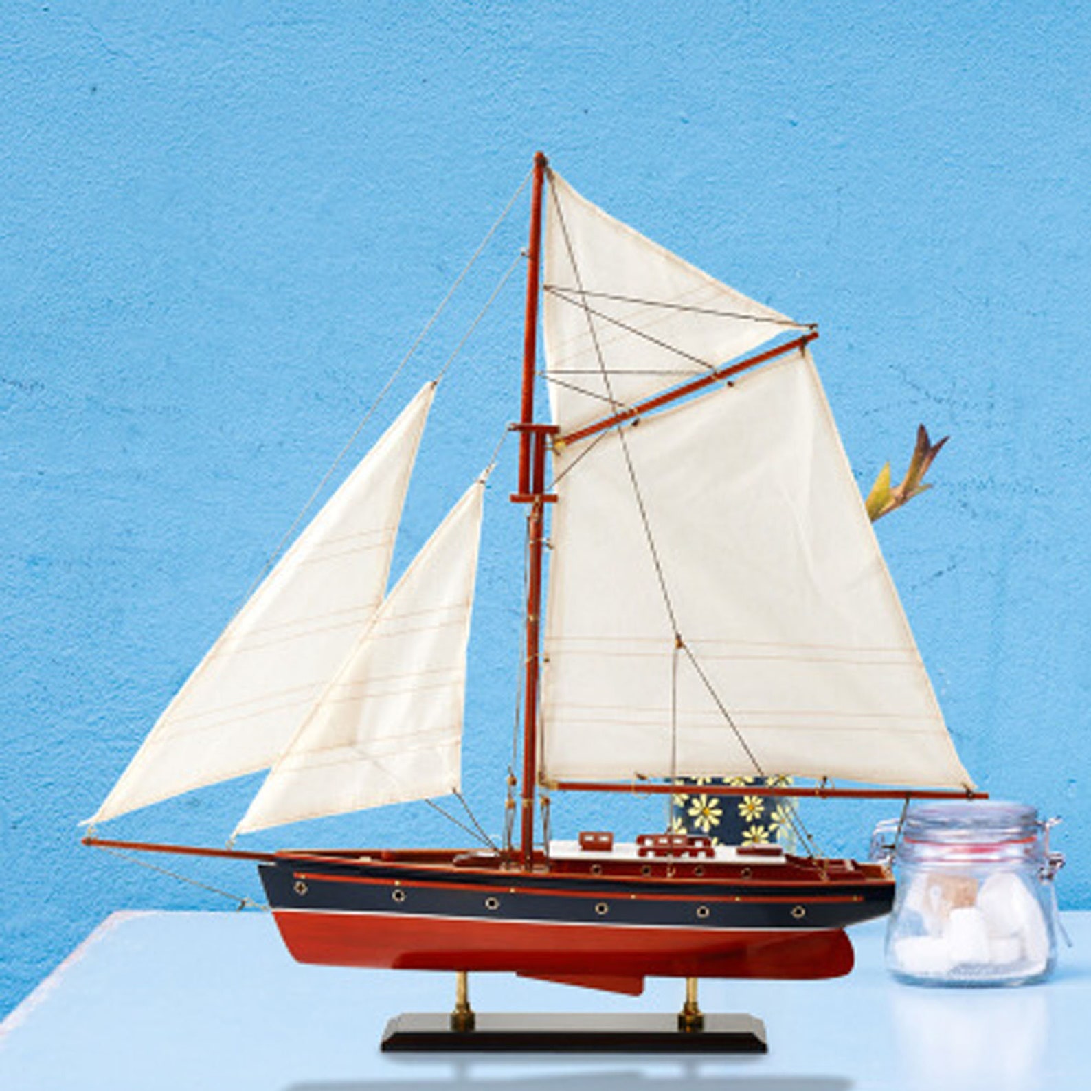 Sailing Smoothly Wooden Sailboat Model Ornament Spanish Sloop Etsy