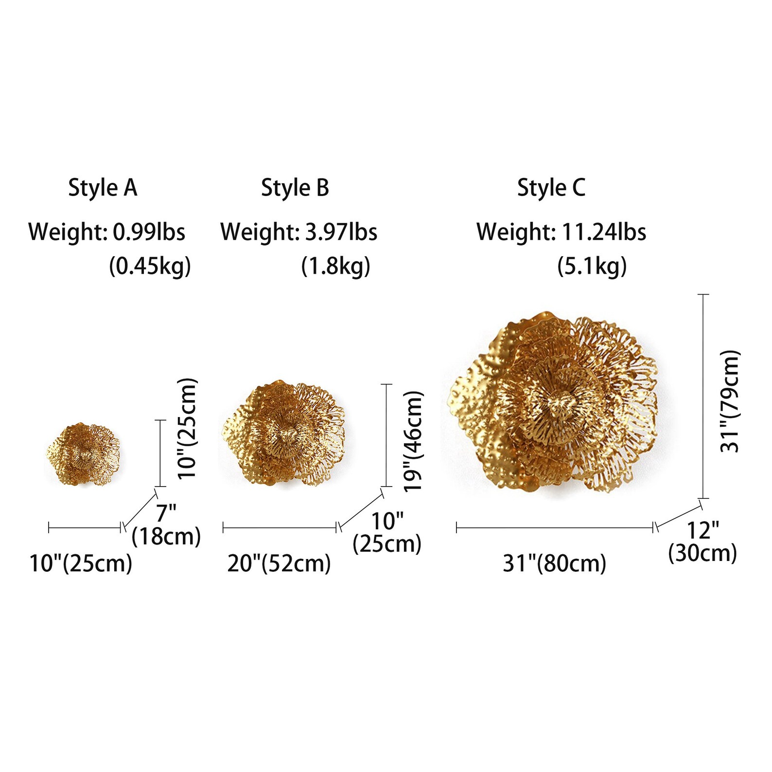 Modern Gold Rose Wall Decor Unique Iron Hanging Metal Art Etsy