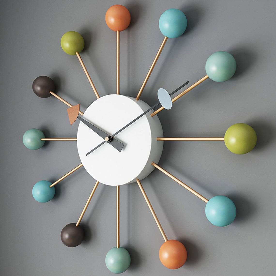 Large Mid Century Nelson Ball Clock Painted Solid Wood Etsy