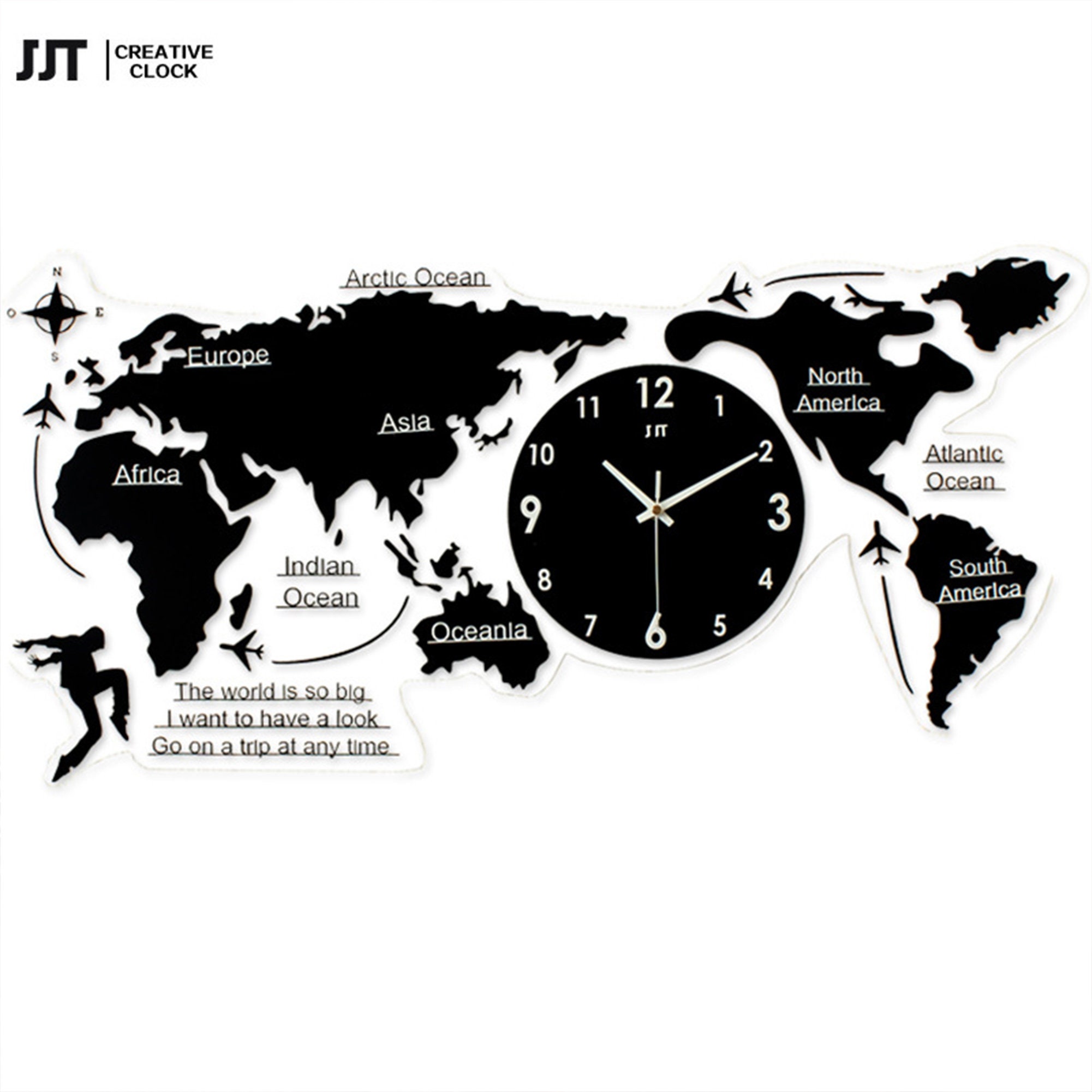 Large World Map Wall Clocks Decorative Wall Clock Modern 3D Etsy