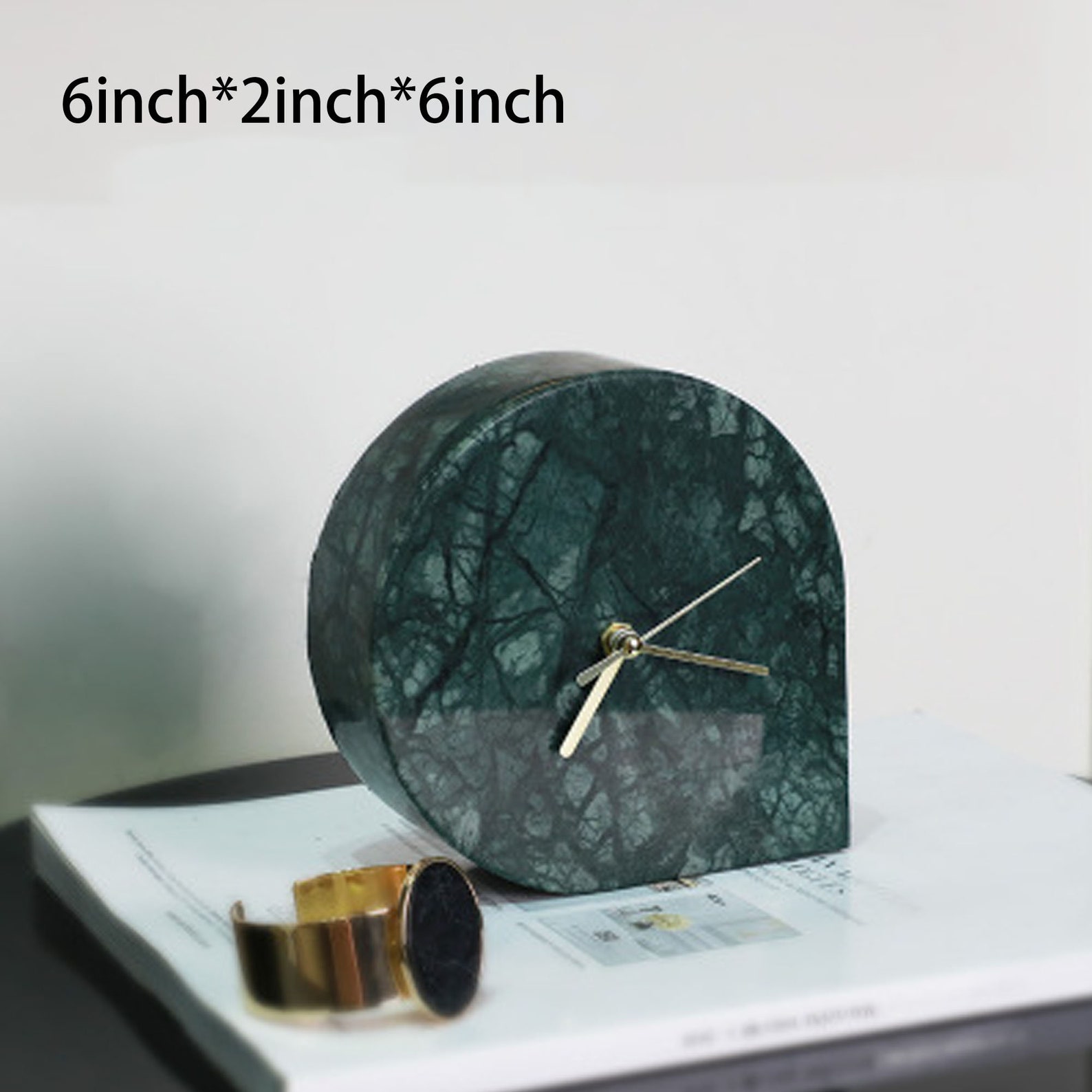 Marble Desk Clock without Numbers Minimalist Silent Non Etsy