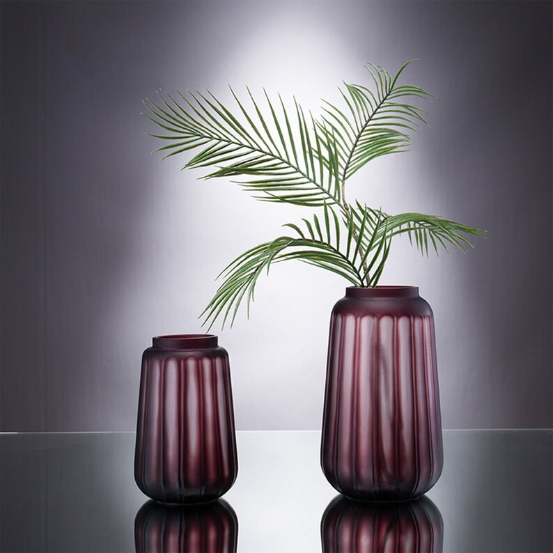 Modern Art Glass Vase Color Painted Table Flower Collectible Etsy