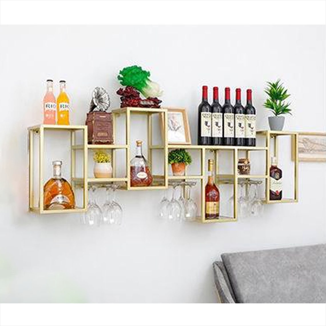 Nordic Wrought Iron Wall Shelf WallMounted Wine Glass Holder Etsy