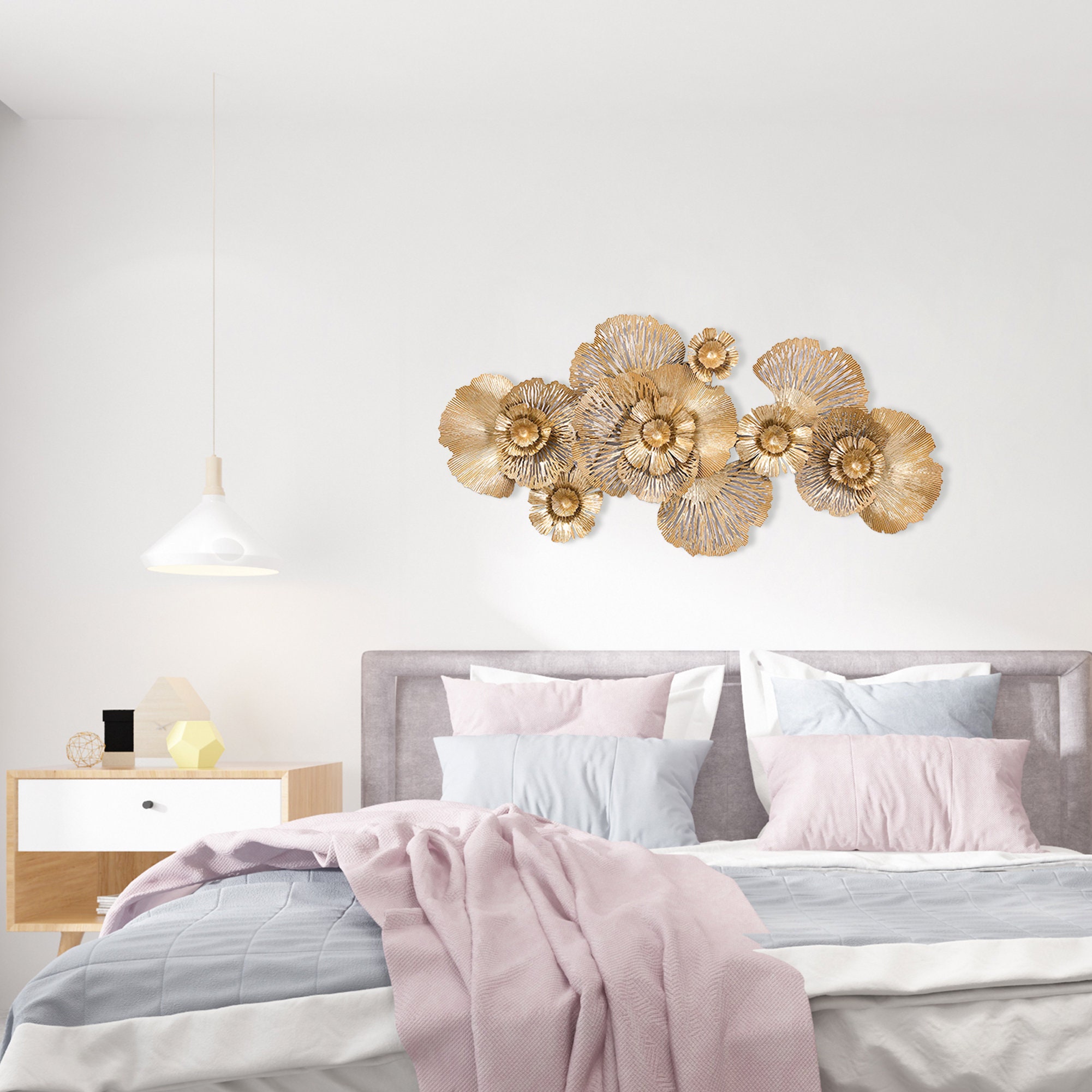 Modern Gold Wall Decor Unique Iron Hanging Metal Art 3D Etsy