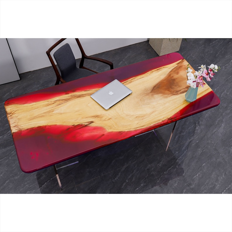 The 7 Best Epoxy Resin Dining Table Top Reviews In 2021 4 Red river Live edge natural wood table rustic epoxy top resin table farmhouse dine table living room slab table red epoxy 6 sits table