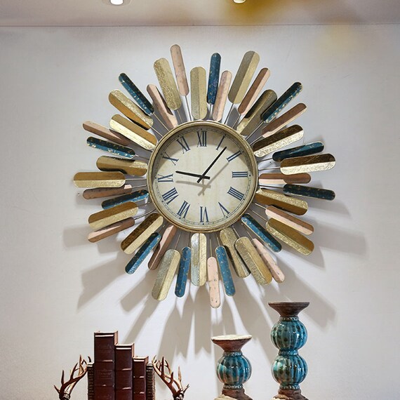 Large Metal Sunburst Wall Clock Decor Modern Silent Battery Canada - Large Metal Wall Clock Canada Large Metal Sunburst Wall Clock Decor Modern Silent Battery Canada - Large Metal Wall Clock Canada
