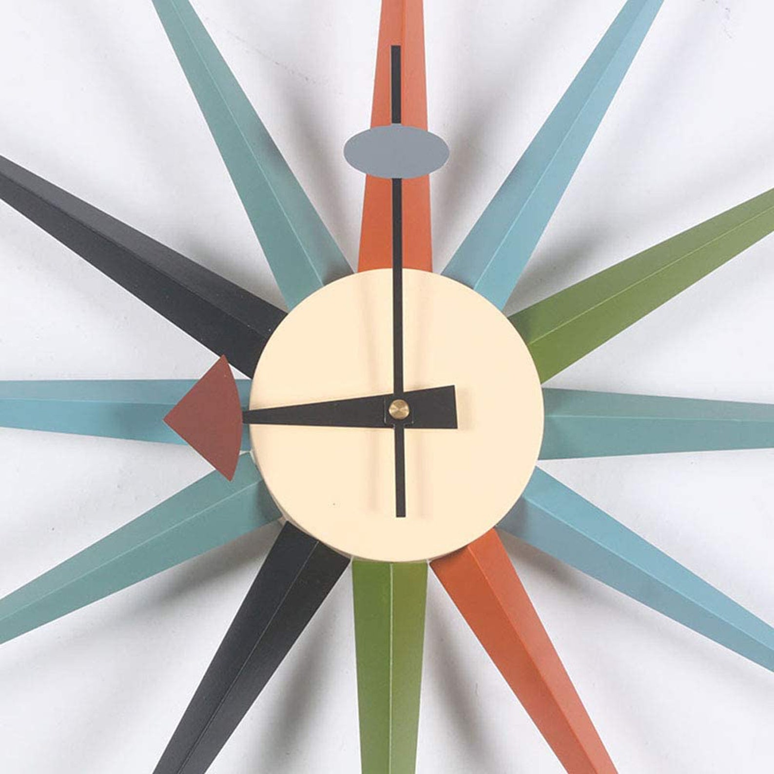 Modern Nelson Sunburst Clock Non TickingWooden Mid Etsy