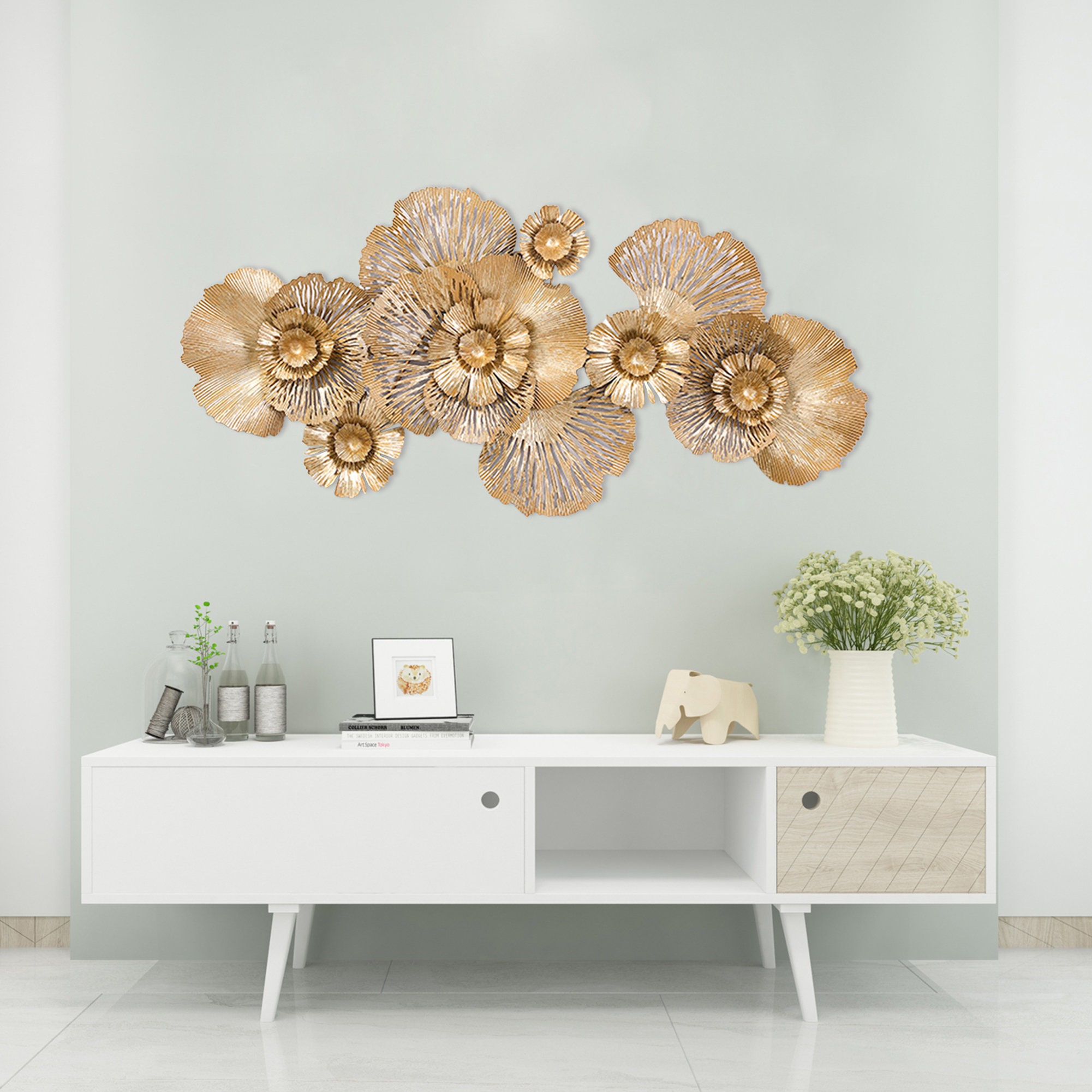 Modern Gold Wall Decor Unique Iron Hanging Metal Art 3D Etsy