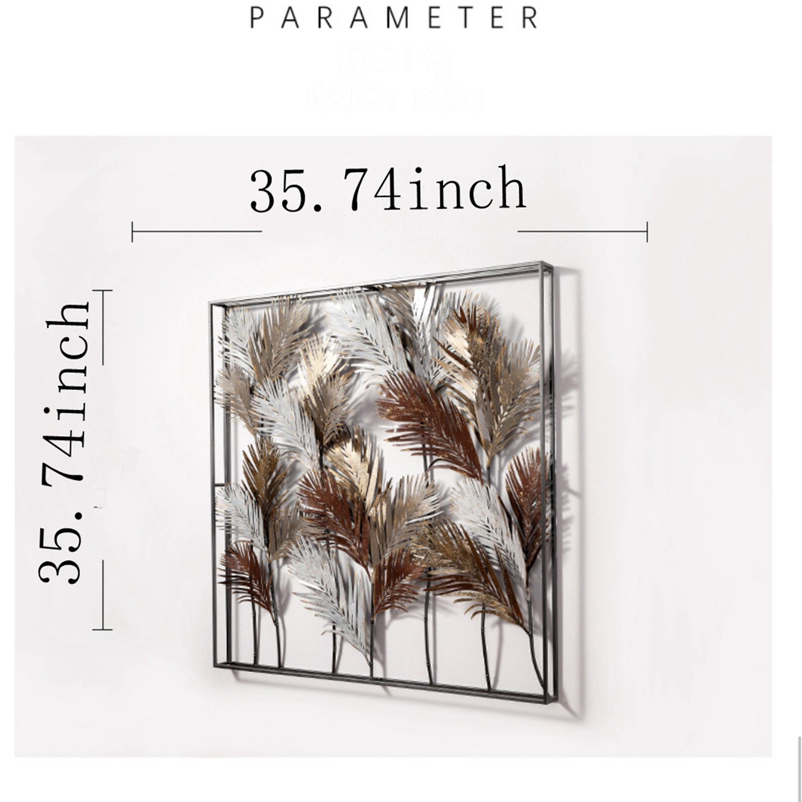 Jungle Leaf Framed Metal Wall Art Hanging Decor Etsy