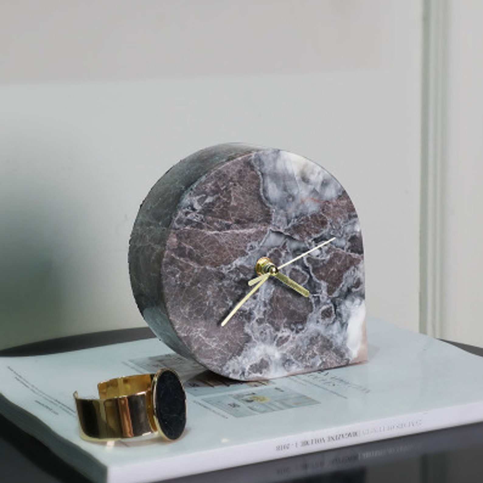 Marble Desk Clock without Numbers Minimalist Silent Non Etsy