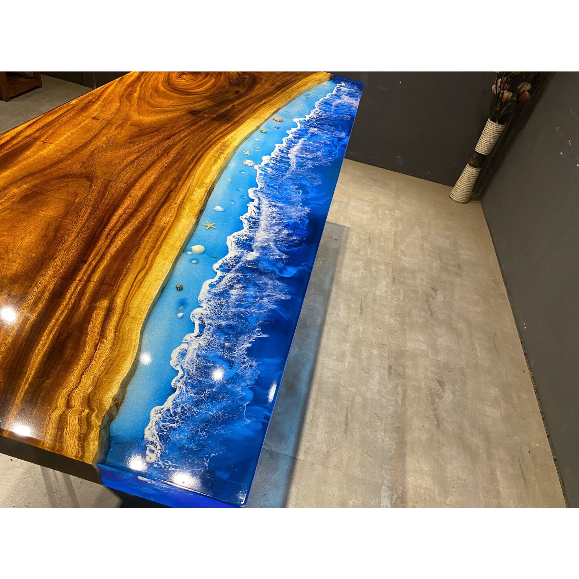 Custom Epoxy Resin River Ocean Wave with Rock With shell Etsy