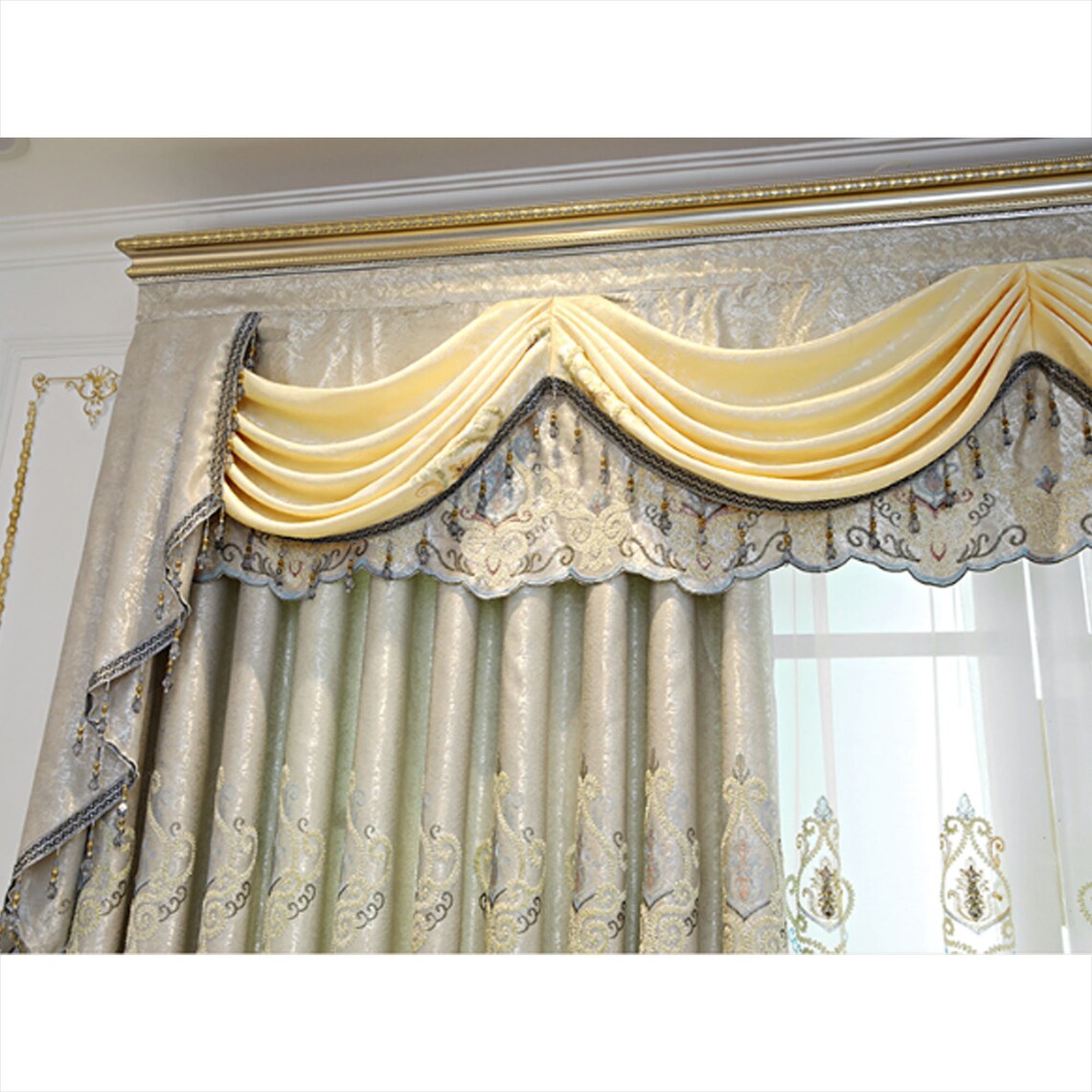 Custom Embroidered Blackout Curtains Length 108 Luxury Etsy