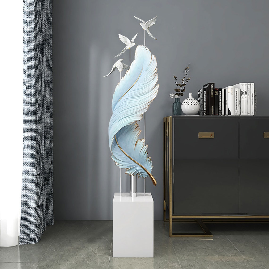 Modern Feather Large Floor Ornament Ground For Home Art Decor Etsy
