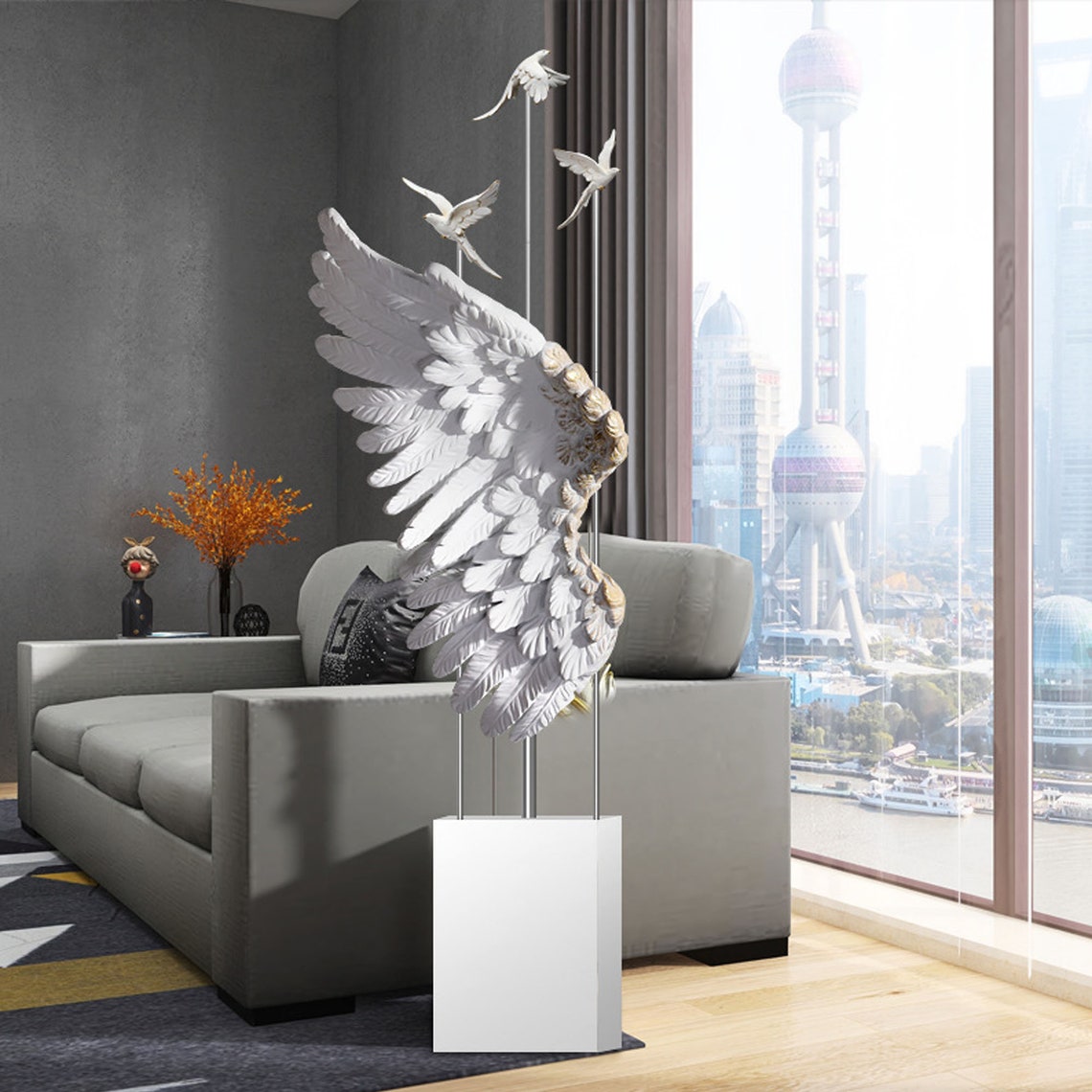 Modern Feather Large Floor Ornament Ground For Home Art Decor Etsy