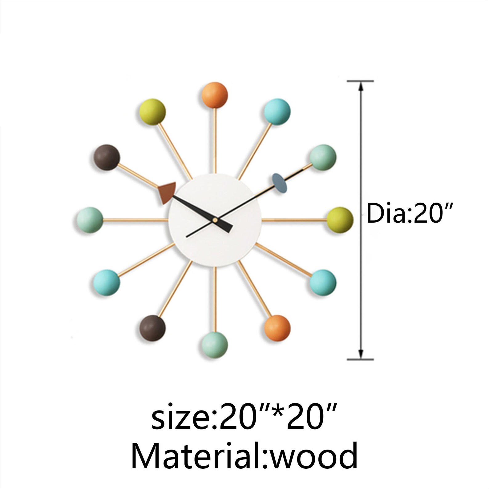 Mid Century Nelson Ball Clock Painted Solid Wood Etsy