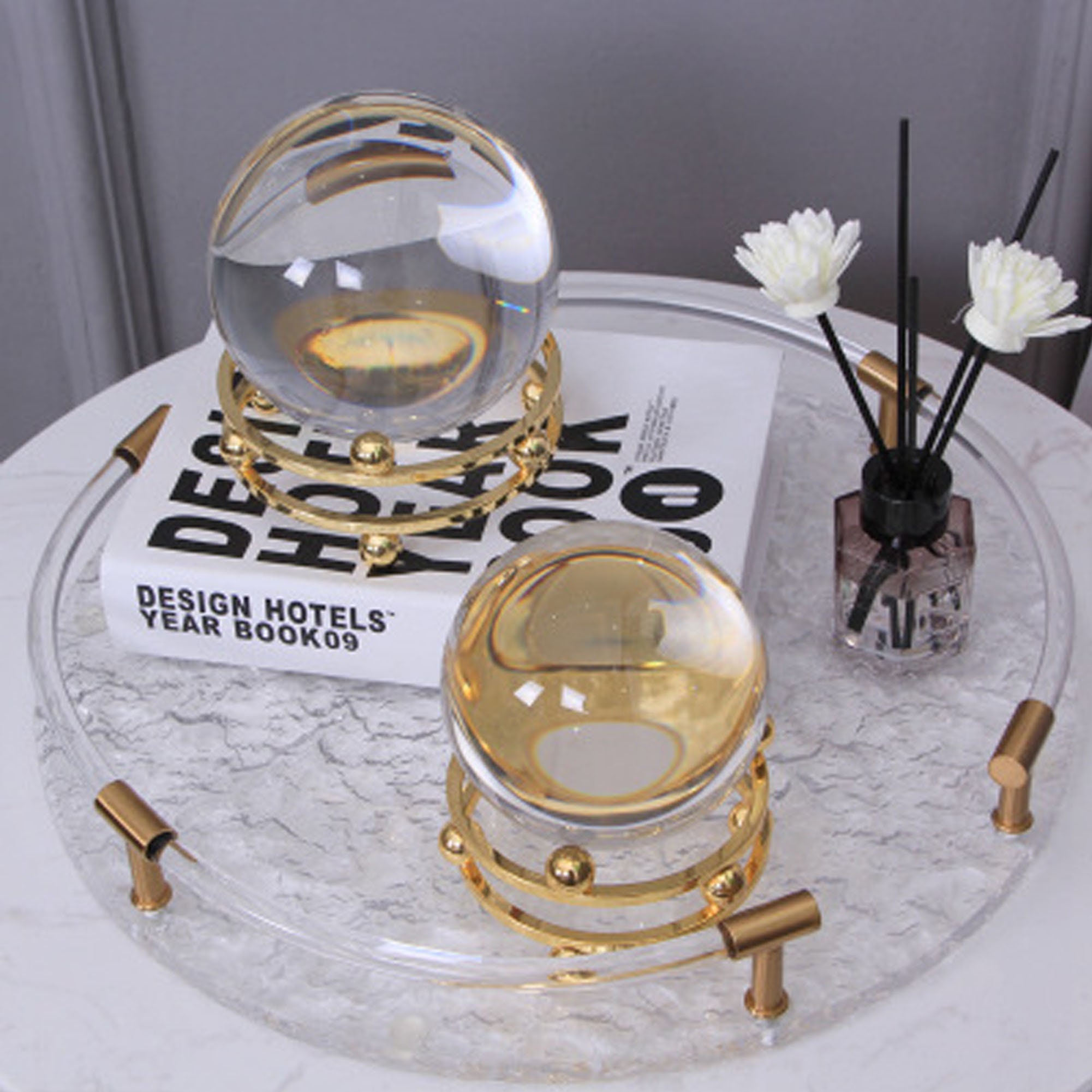 Crystal ball Ornaments Glass Modern Tabletop Centerpieces & Etsy