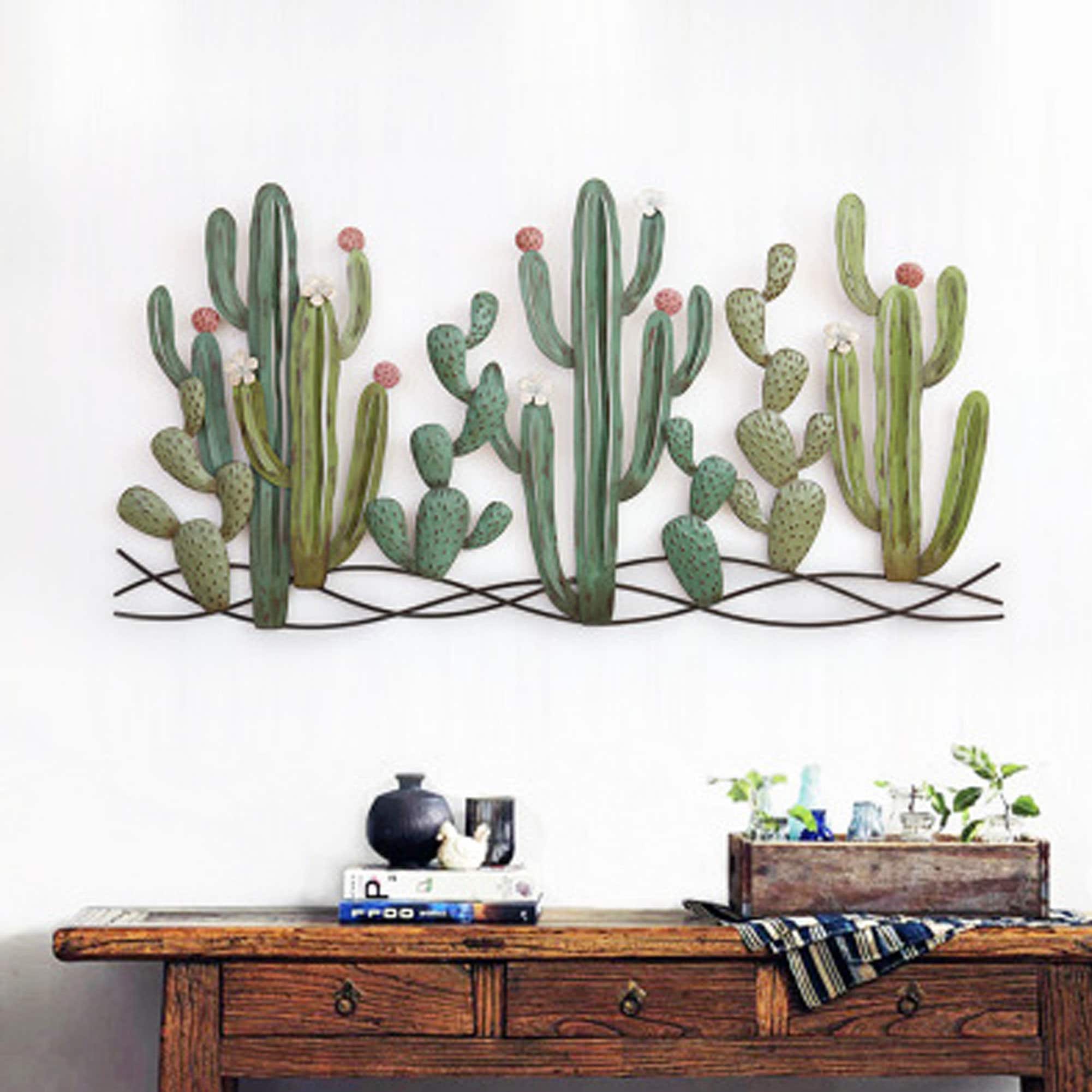Modern Cactus Plant Wall Decor Unique Iron Hanging Metal Art Etsy