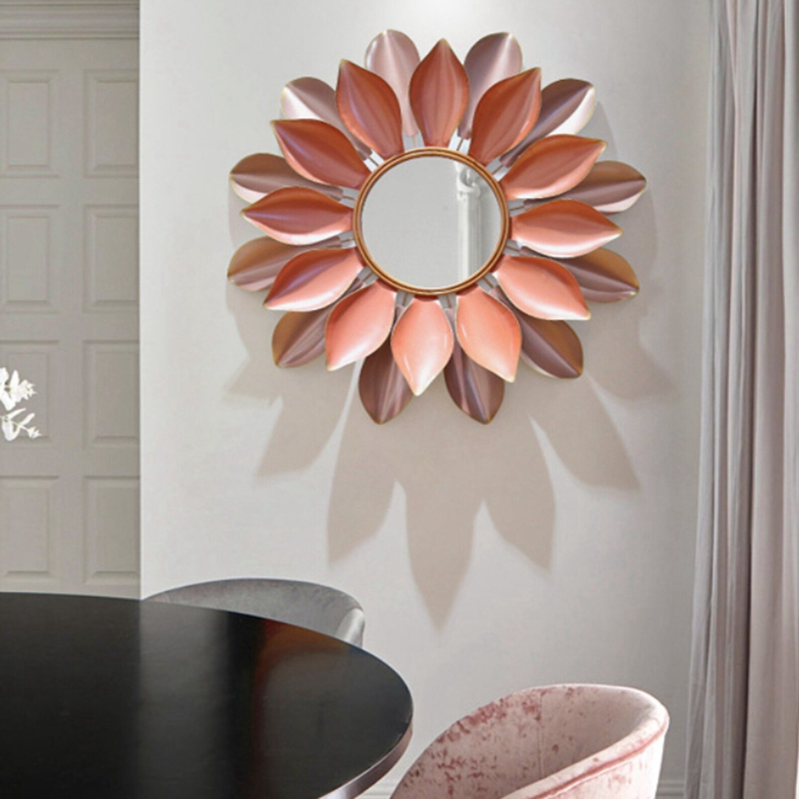 Metal Flower Sunburst Round Wall Mirror for Luxury Home Art Etsy