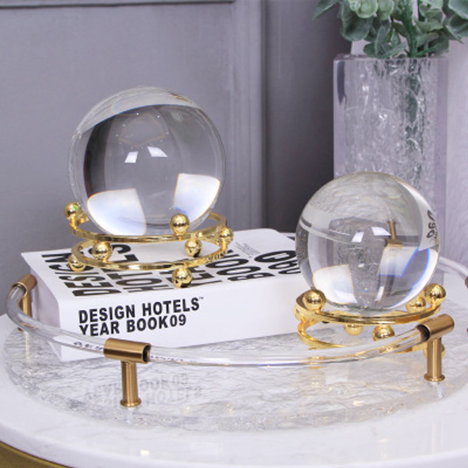 Crystal ball Ornaments Glass Modern Tabletop Centerpieces & Etsy