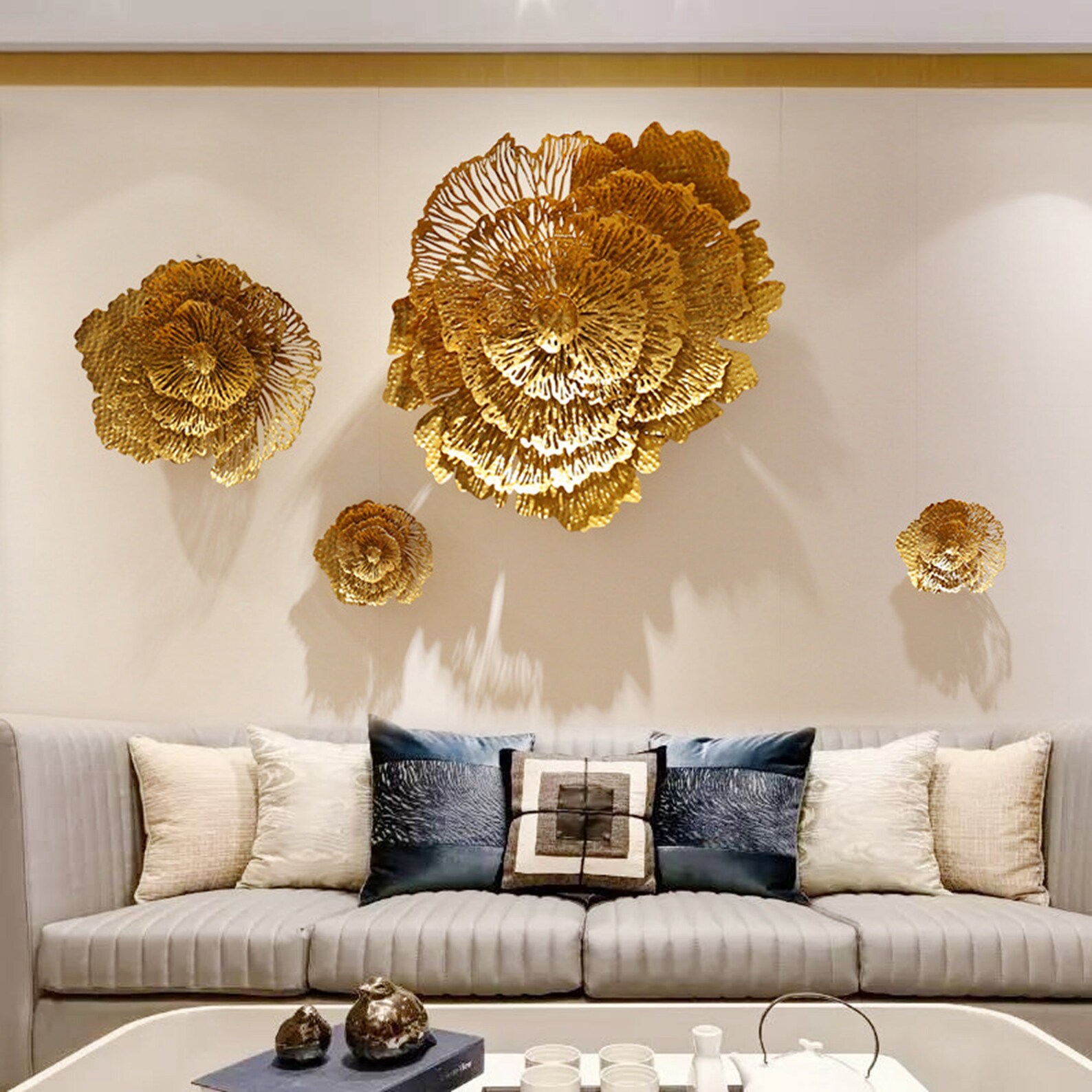 Modern Gold Rose Wall Decor Unique Iron Hanging Metal Art Etsy