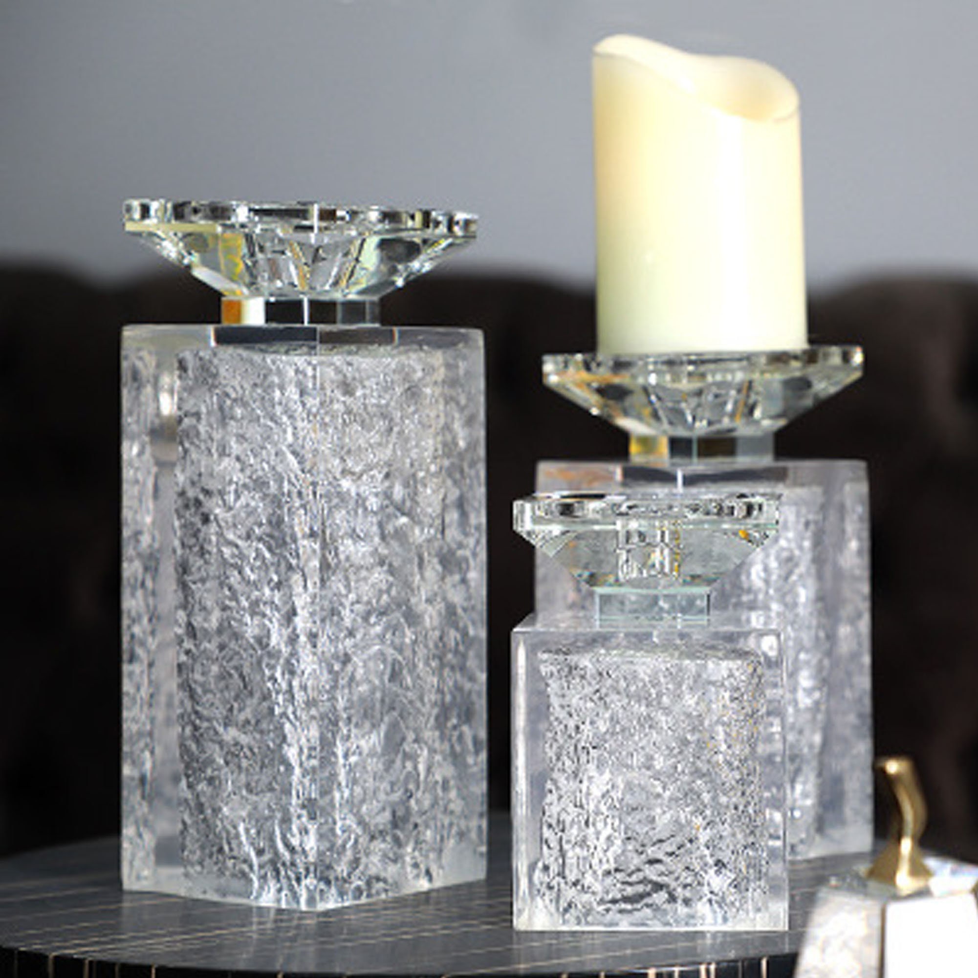 Candlestick Holder Ornament Crystal Glass Modern Minimalist Etsy