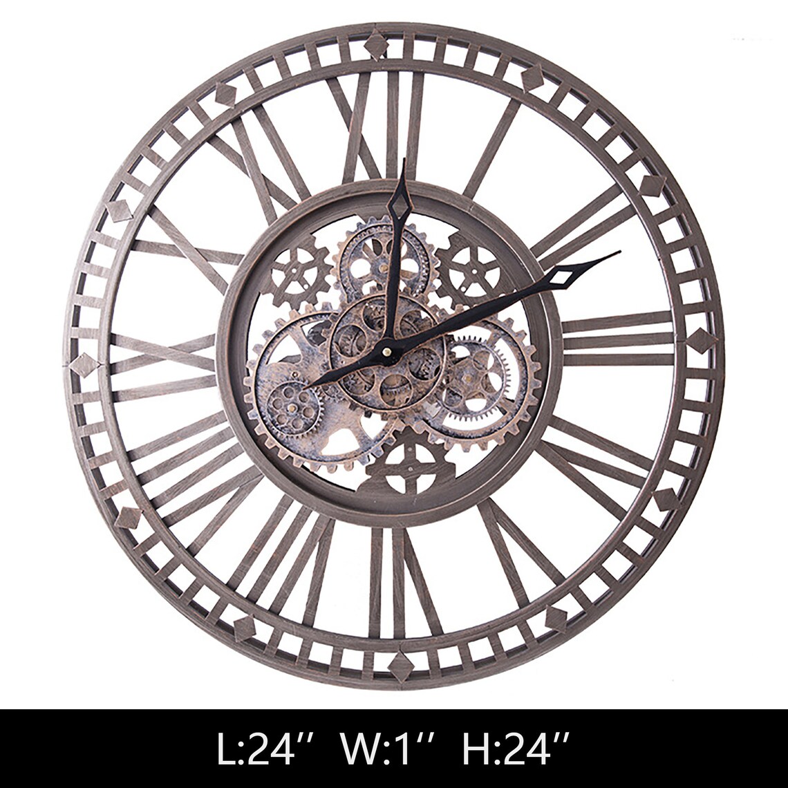 Large Mechanical Gear Wheel Wall Clock Vintage Retro Rustic Etsy