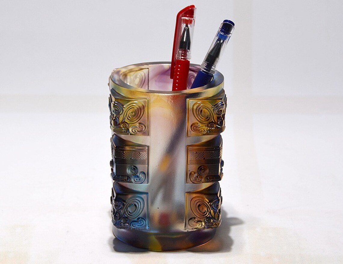 Glass pen holder desktop practical custom gift office creative Etsy