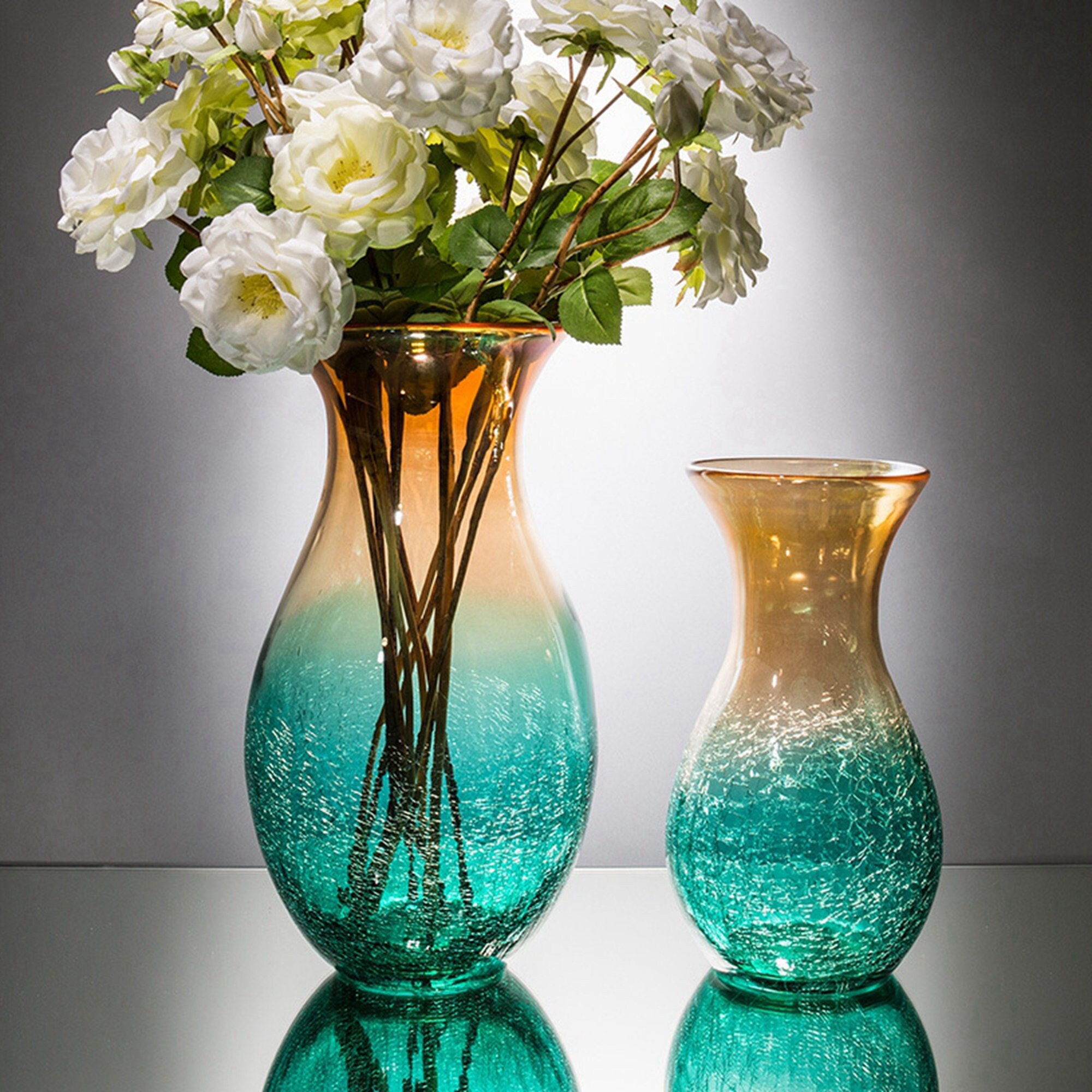 Modern Art Glass Vase Color Painted Table Flower Collectible Vases