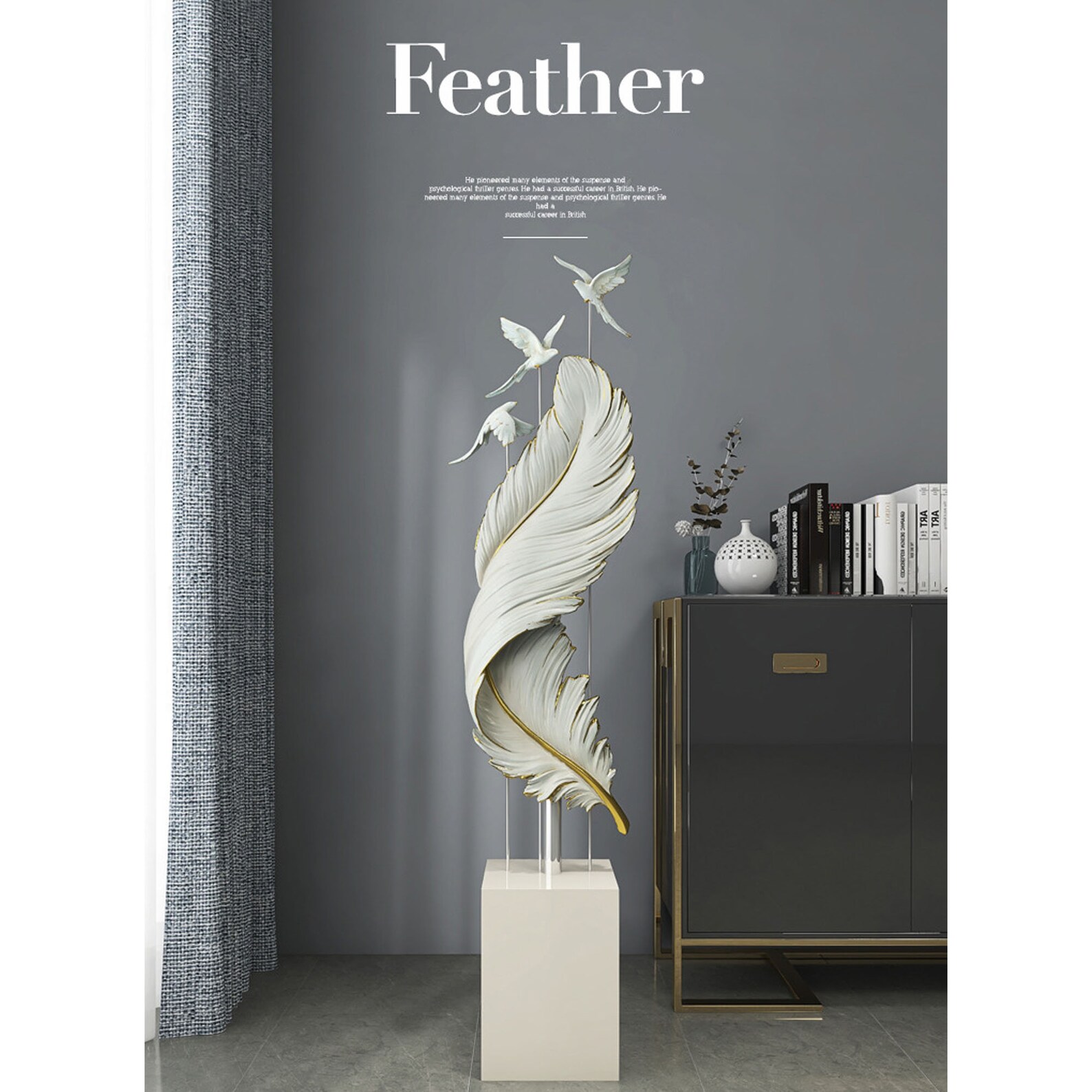 Modern Feather Large Floor Ornament Ground For Home Art Decor Etsy