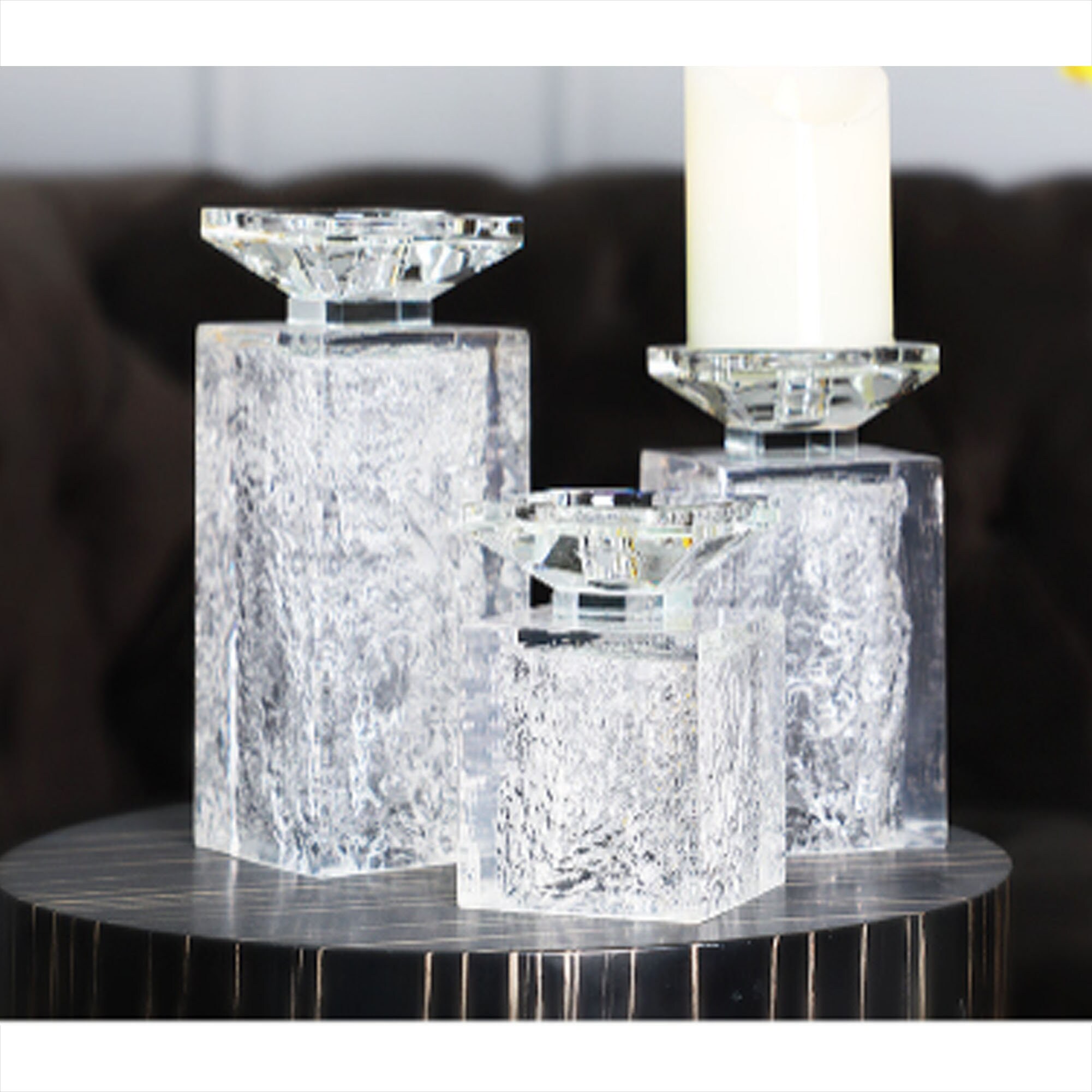 Candlestick Holder Ornament Crystal Glass Modern Minimalist Etsy