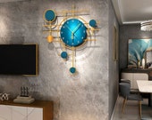 Large Swinging Wall Clock with Modern Swing Pendulum 25 quot 21 quot (Blue)