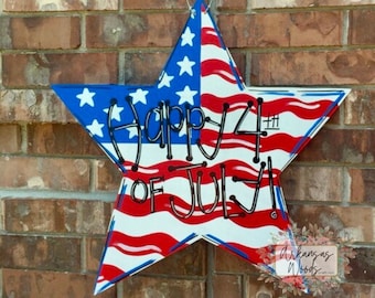 4th of July Door Hanger, Patriotic Door Hanger, Summer Door Hanger, Star Door Hanger, Flag door hanger, 4th of july decor, patriotic decor