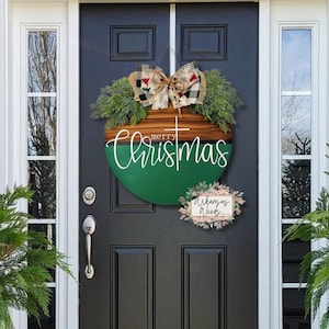 Farmhouse Christmas Door Hanger: Nativity Scene Wreath, Religious Decor image 1