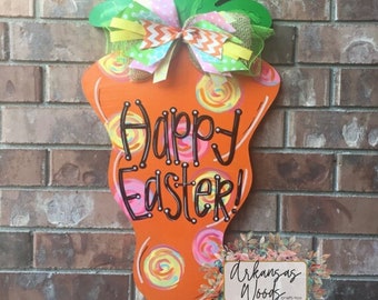 Easter Door Hanger, Easter Wreath, Easter Decor, Carrot Door Hanger, Happy Easter Door Hanger, Easter Carrot, Spring Door Hanger