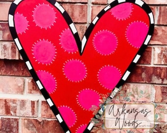 Whimsical Heart Door Hanger: Large Valentine's Day Decor