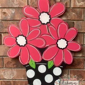 Spring Door Hanger, Summer Door Hanger, Flower Pot Door Hanger, Flower Door Hanger, Flower Wreath, Summer Wreath, Spring Wreath, Floral