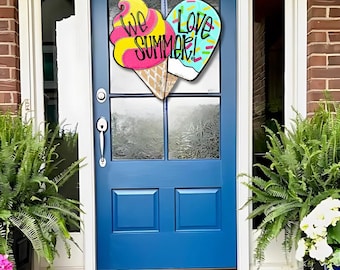 Ice Cream Door Hanger: Hand-Painted Summer Porch Decor