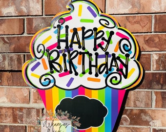 Birthday Door Hanger, Cupcake Door Hanger, Birthday Cake Door Hanger, Birthday Wreath, Cupcake Wreath, Birthday Decor, Birthday Party decor