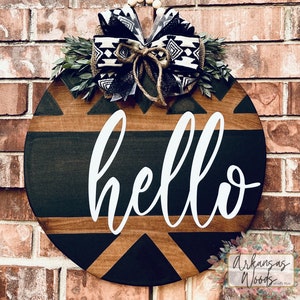 boho door hanger, hello door hanger, farmhouse door hanger, farmhouse wreath, housewarming gift, door decor, welcome door hanger