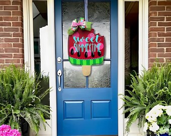 Watermelon Popsicle Door Hanger: Hand-Painted Summer Decor