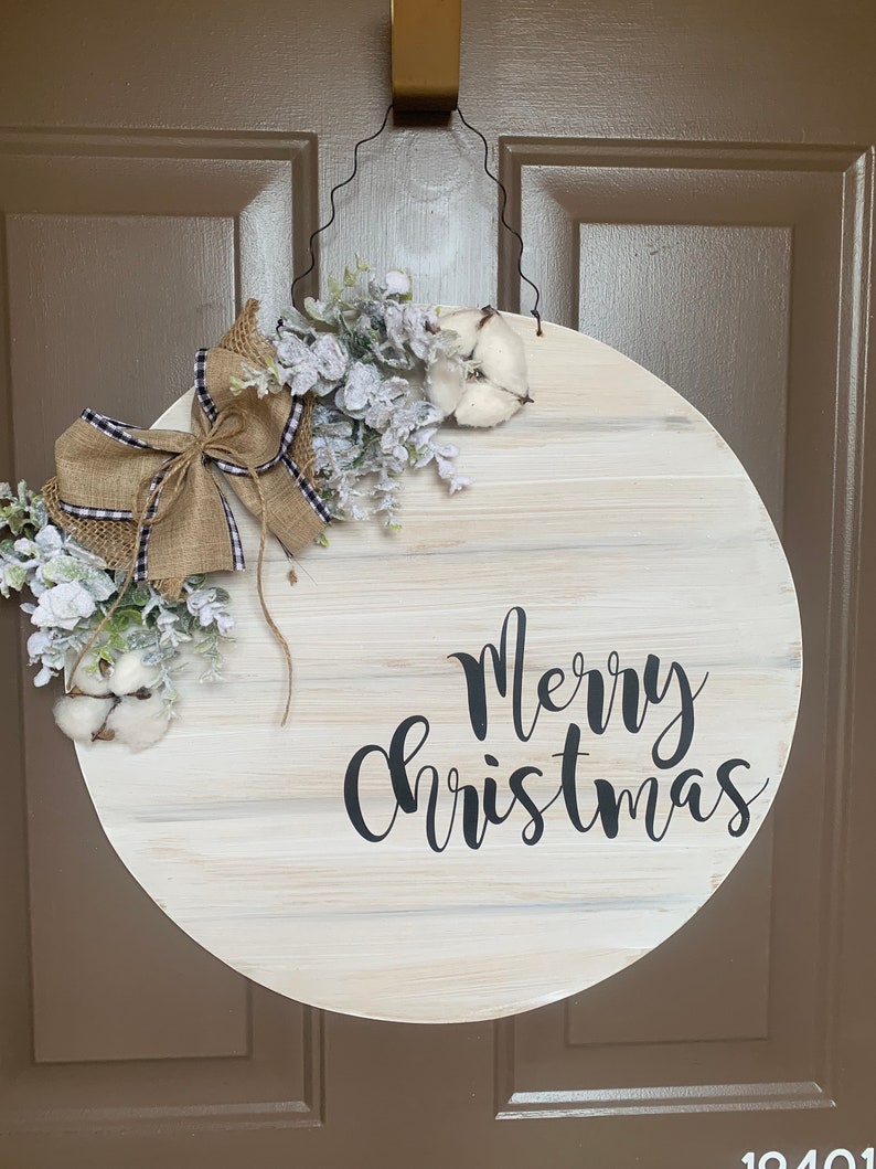 Christmas Door Hanger Christmas Wreath Neutral Christmas Etsy
