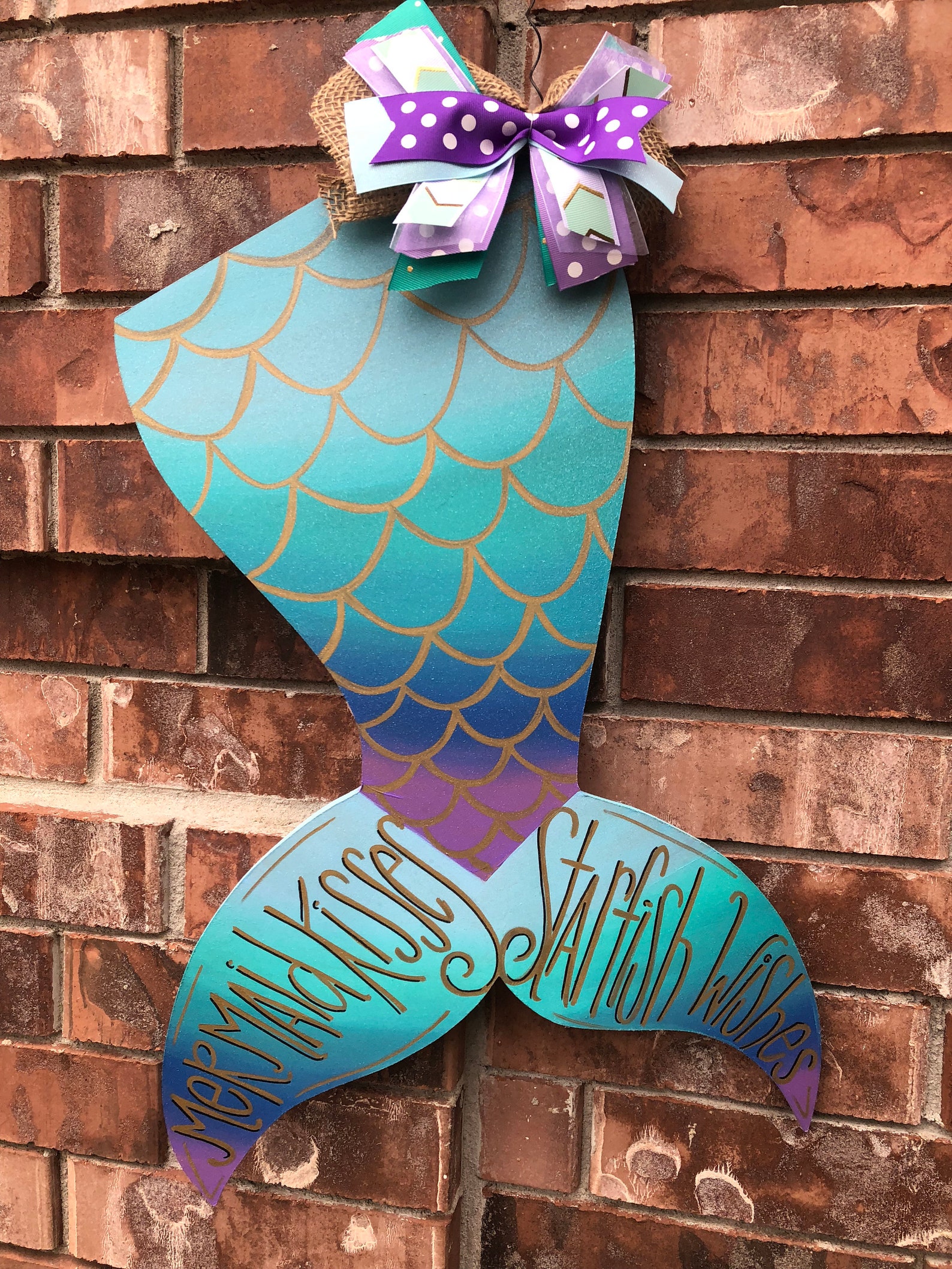 Mermaid Door Hanger Mermaid Wreath Summer Door Hanger Etsy