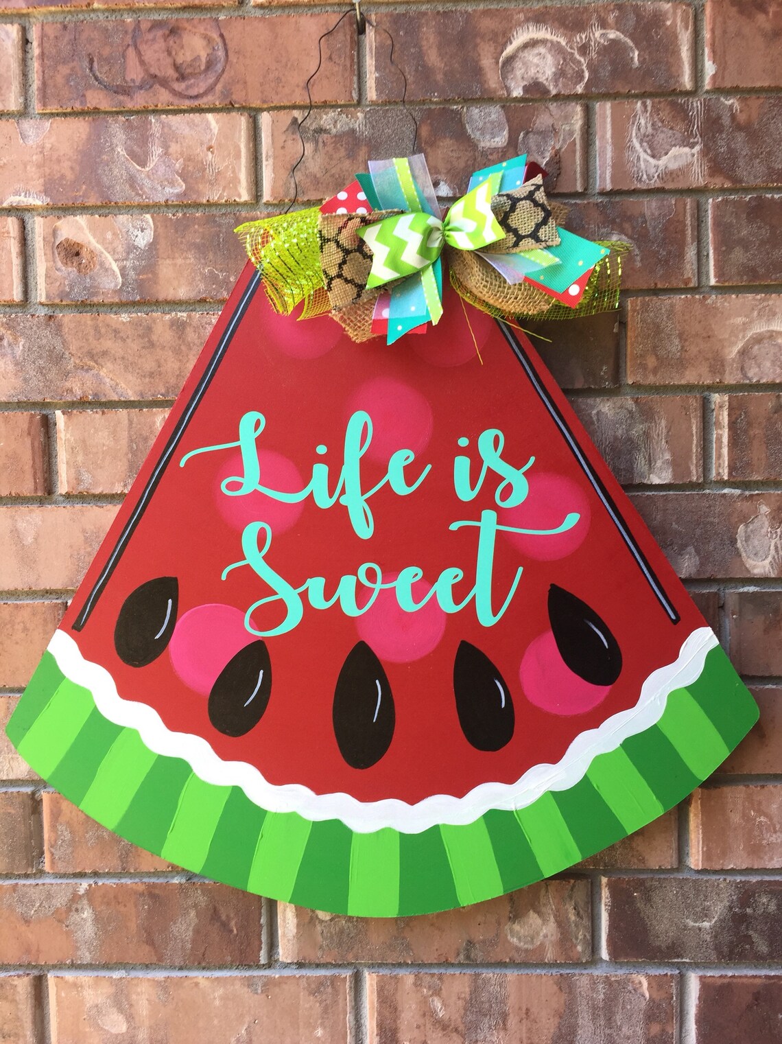 Summer Door Hanger Watermelon Door Hanger Watermelon Wreath Etsy