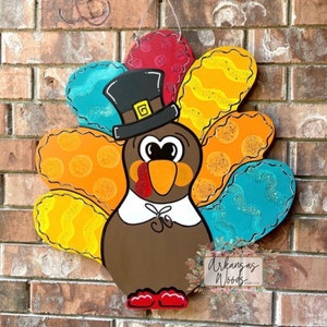 Turkey Door Hanger, Thanksgiving Door Hanger,  Fall Door Hanger, Thankful Door Hanger, Fall Decor, Fall Porch Decor, Thanksgiving Door Sign