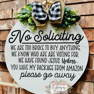 no soliciting door hanger, go away door hanger, no soliciting sign, funny door hanger, no soliciting wreath, go away wreath, farmhouse gift