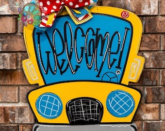 School Bus Door Hanger, Back to School Classroom Decor, Teacher Door Decoration, Classroom Wreath, School Door Hanger, Teacher decor