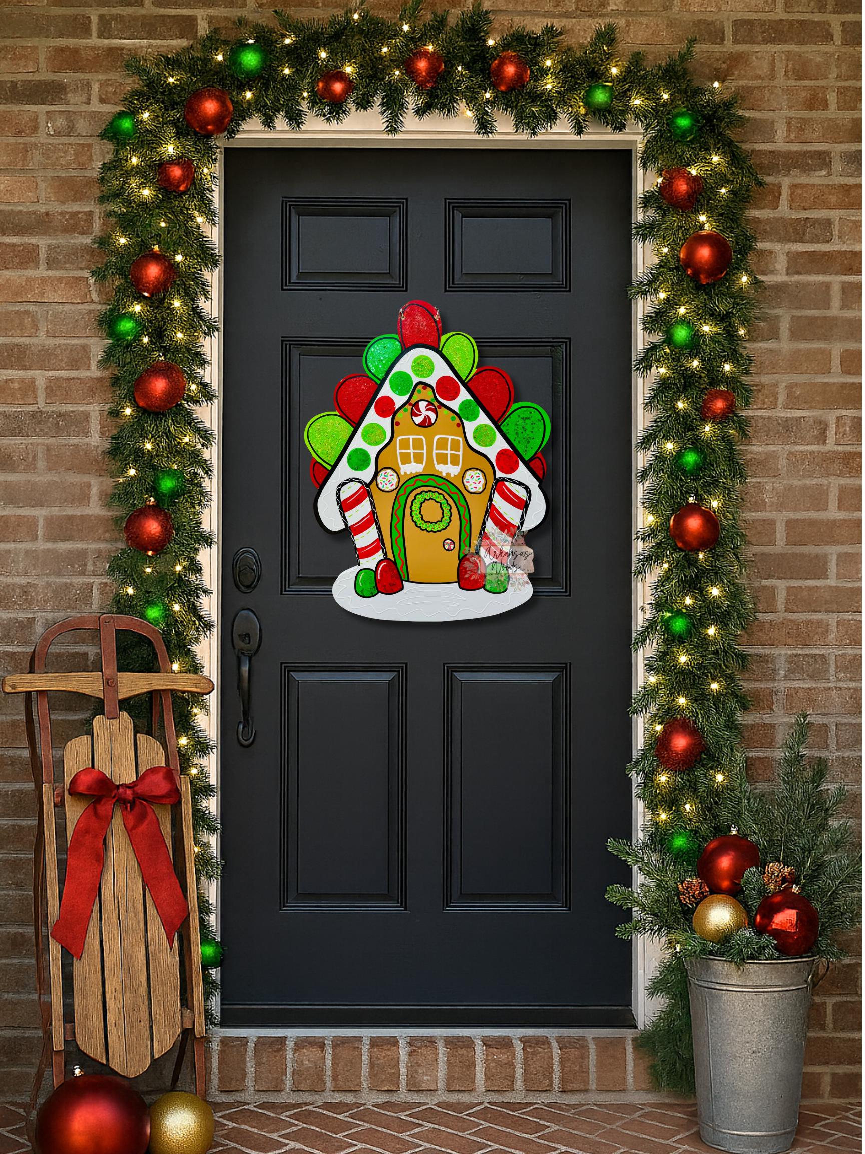 Gingerbread House Christmas Door Hanger: Glittering Christmas Decor - Etsy